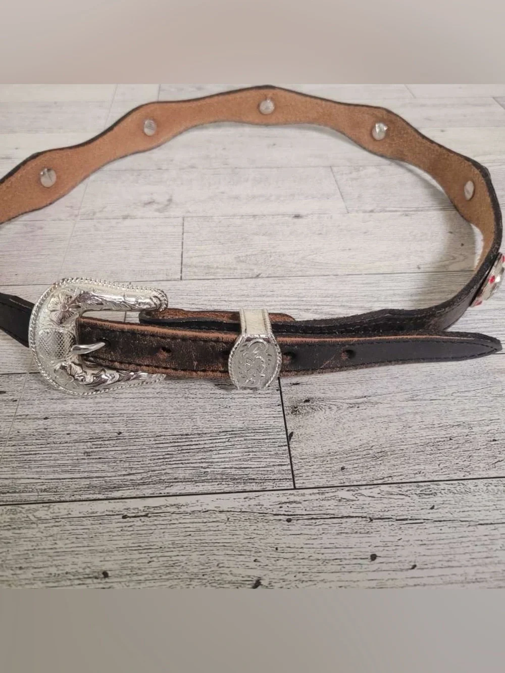 Women’s Nocona Western Black Leather Rodeo Concho Cowgirl Western Belt Size 30